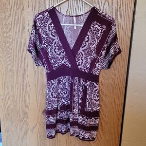 Rue21 Deep Purple Patterned Blouse
